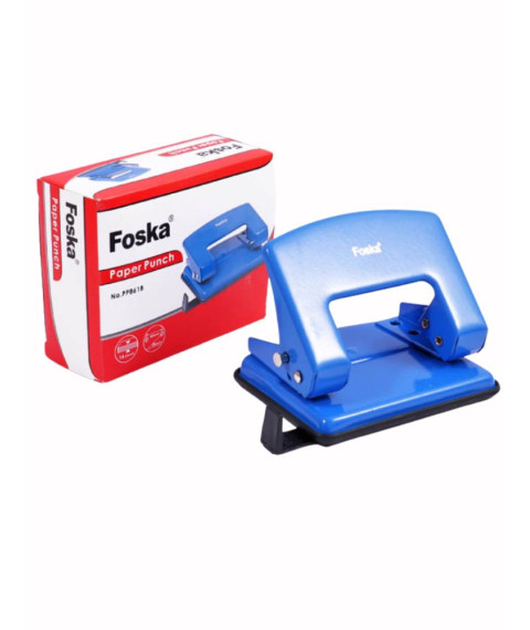 Perforator metalic de birou, 2 găuri, 16 coli, albastru, Foska PP8618