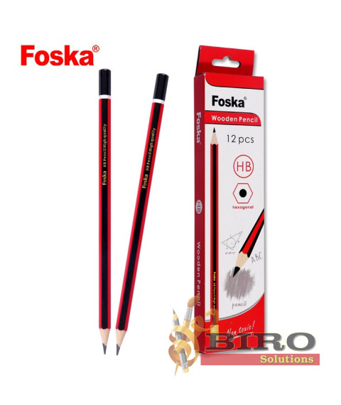 Creion grafit HB din lemn, hexagonal, fără radieră, Foska QB006