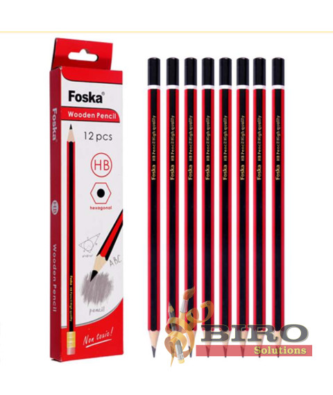Creion grafit HB din lemn, hexagonal, fără radieră, Foska QB006
