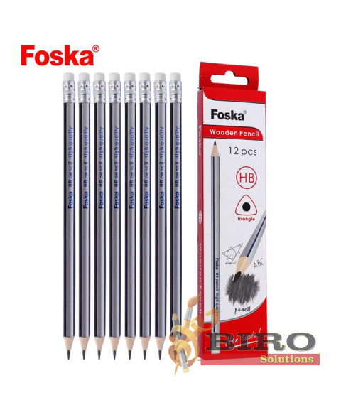 Creion grafit HB din lemn, triunghiular, Foska QB025