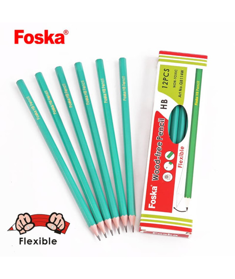 Creion grafit HB Foska Green fără radieră, din plastic, verde, QB114W