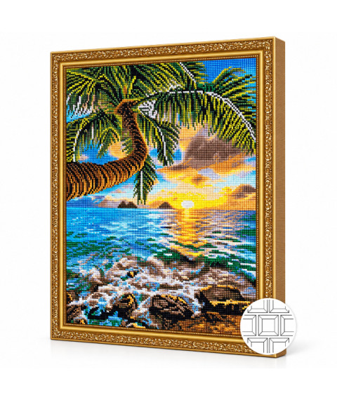 Mozaic cu diamante pătrate „Palmier deasupra mării”, 40 × 50 cm