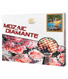 Mozaic cu diamante pătrate „Palmier deasupra mării”, 40 × 50 cm Mozaic cu diamante pătrate „Palmier deasupra mării”, 40 × 50 cm