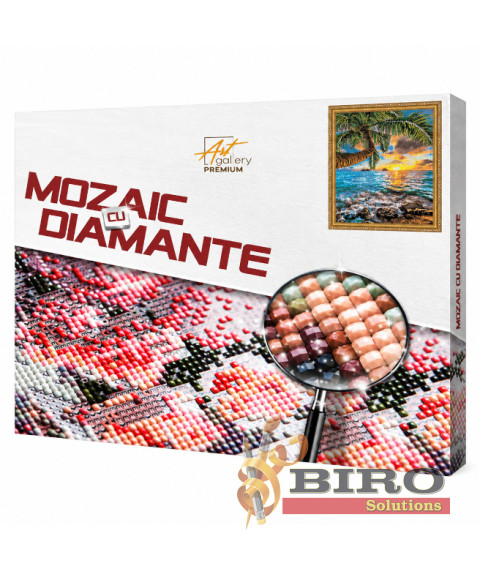 Mozaic cu diamante pătrate „Palmier deasupra mării”, 40 × 50 cm