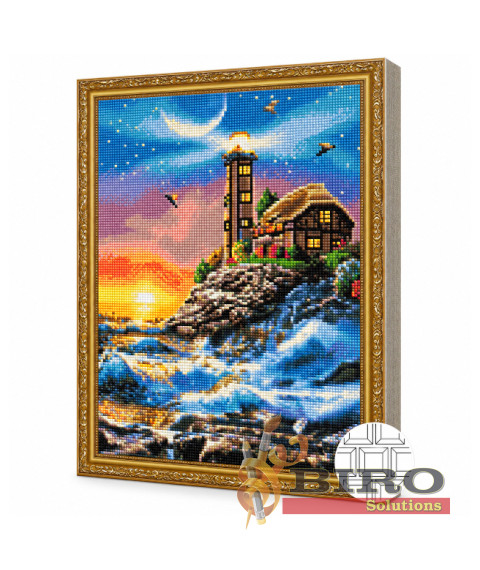 Mozaic cu diamante pătrate „Far iluminat”, 40 × 50 cm
