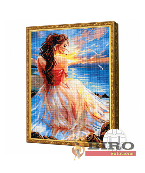 Mozaic cu diamante pătrate „Doamna la mare”, 40 × 50 cm