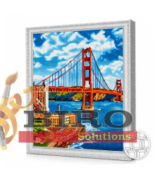 Mozaic cu diamante pătrate „Podul Golden Gate”, 40 × 50 cm