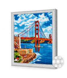 Mozaic cu diamante pătrate „Podul Golden Gate”, 40 × 50 cm