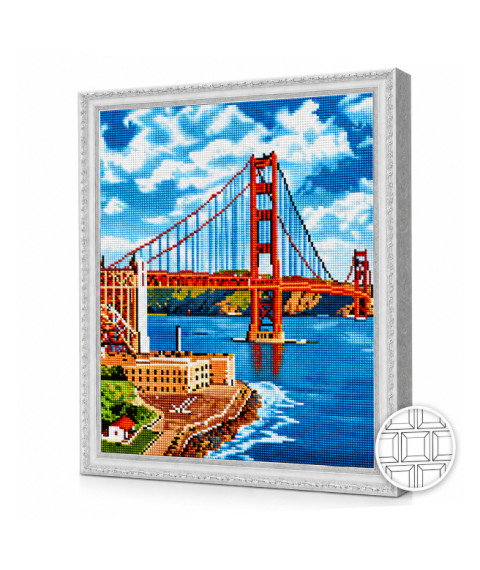 Mozaic cu diamante pătrate „Podul Golden Gate”, 40 × 50 cm