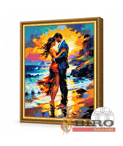 Mozaic cu diamante pătrate „Cuplu pe malul mării”, 40 × 50 cm