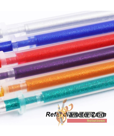 Set de 6 pixuri cu gel, 1,0 mm, cerneală cu sclipici, Foska RH2001-6