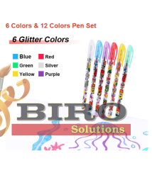 Set de 6 pixuri cu gel, 1,0 mm, cerneală cu sclipici, Foska RH2001-6
