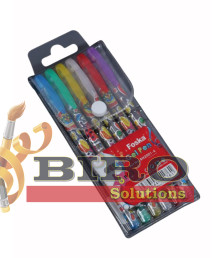 Set de 6 pixuri cu gel, 1,0 mm, cerneală cu sclipici, Foska RH2001-6