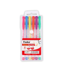 Set de 6 pixuri cu gel în culori neon, Foska RH2005
