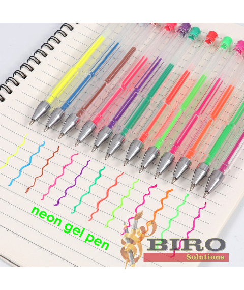Set de 6 pixuri cu gel în culori neon, Foska RH2005