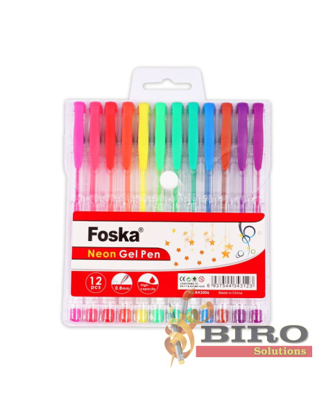 Set pixuri cu gel în culori neon, 1,0 mm, 12 culori, Foska RH2006