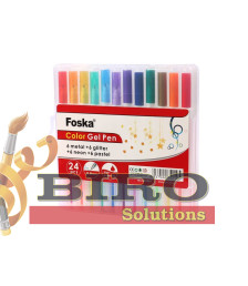 Set pixuri cu gel, 1,0 mm, 24 culori metalice, cu sclipici, neon și pastel, Foska RH2007