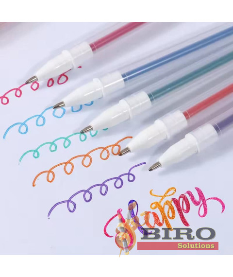 Set pixuri cu gel, 1,0 mm, 24 culori metalice, cu sclipici, neon și pastel, Foska RH2007