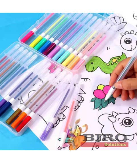 Set pixuri cu gel, 1,0 mm, 24 culori metalice, cu sclipici, neon și pastel, Foska RH2007