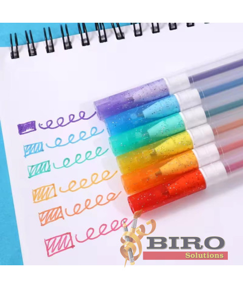 Set pixuri cu gel, 1,0 mm, 24 culori metalice, cu sclipici, neon și pastel, Foska RH2007