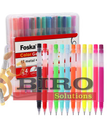 Set 24 pixuri cu gel, 12 culori neon și 12 culori metalice, Foska RH2008