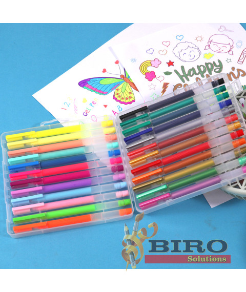 Set 24 pixuri cu gel, 12 culori neon și 12 culori metalice, Foska RH2008