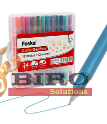 Set 24 pixuri cu gel, 12 culori neon și 12 culori metalice, Foska RH2008