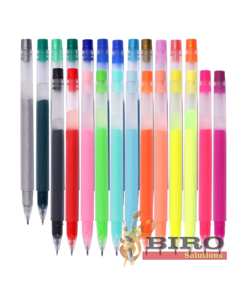 Set 24 pixuri cu gel, 12 culori neon și 12 culori metalice, Foska RH2008