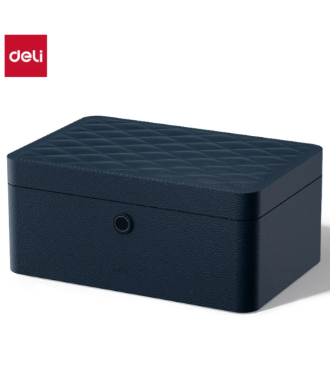 Safeu pentru bijuterii DELI, 150×330×220 mm, albastru