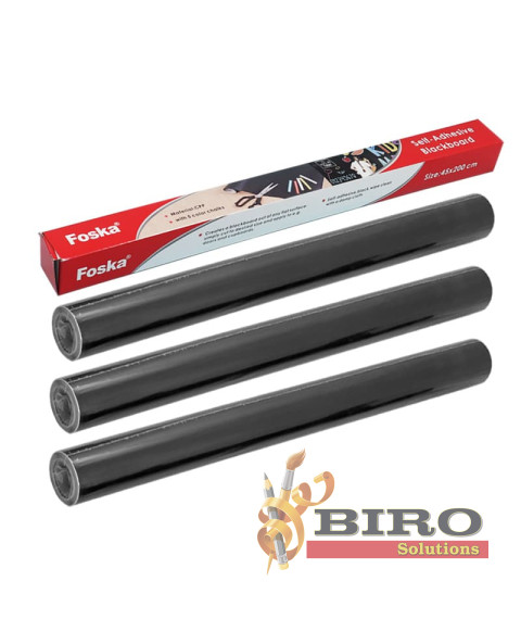 Folie autoadezivă tip tablă pentru cretă, 45x200 cm, cu 5 crete colorate, Foska SW2074