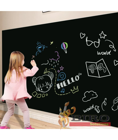 Folie autoadezivă tip tablă pentru cretă, 45x200 cm, cu 5 crete colorate, Foska SW2074