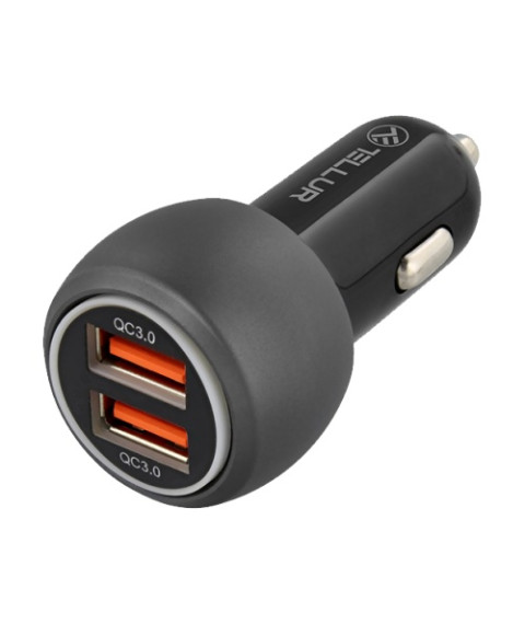 USB Car Charger - Tellur FCC8, 2xUSB (QC 3.0 + 6A), 36W, Black TLL151261