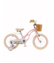 Bicicletă pentru copii Antule 14 inch, alb–roz