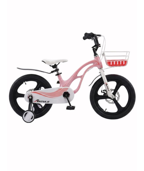 Bicicletă pentru copii Antule 16 inch, negru–roz