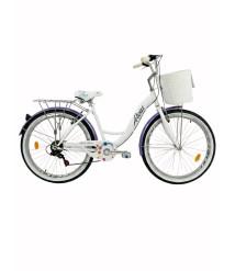 Bicicletă Alvas Lady 26 inch, alb/violet