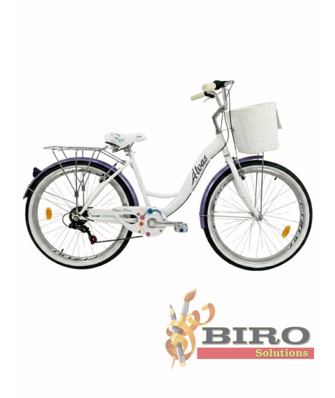 Bicicletă Alvas Lady 26 inch, alb/violet