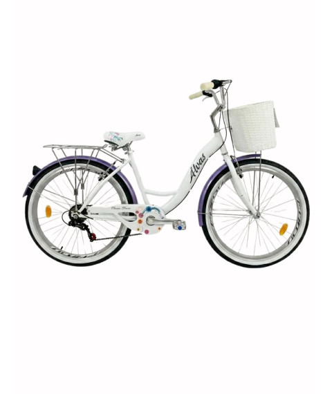 Bicicletă Alvas Lady 26 inch, alb/violet