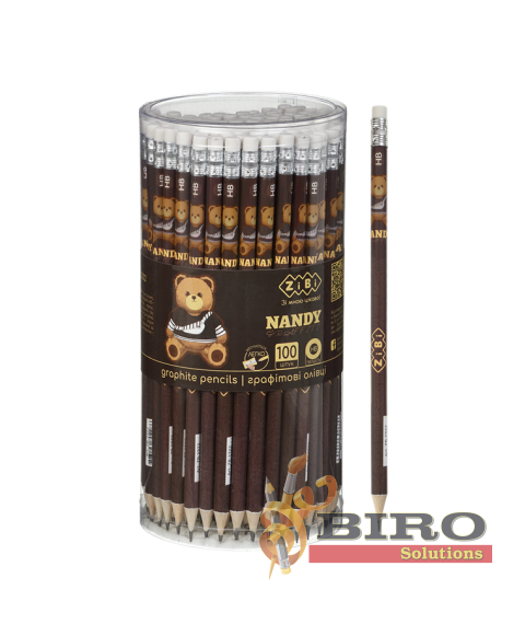 Creioane grafit HB BEAR TOY cu radieră tub ZIBI