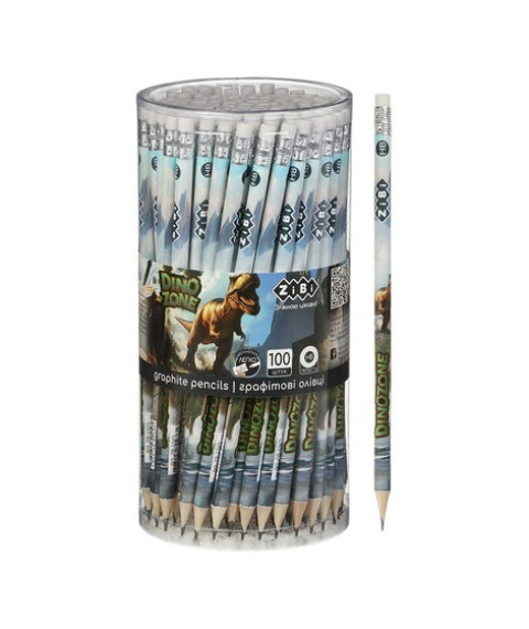 Creioane grafit HB DINO cu radieră tub ZIBI