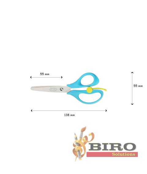 Foarfecă pentru copii BABY Line, 138 mm, cu mecanism de revenire, albastră