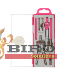Set compas ZI-BI Basis, 7 piese, în cutie din plastic, roz, ZB.5306BS-10