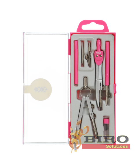 Set compas ZI-BI Basis, 7 piese, în cutie din plastic, roz, ZB.5306BS-10