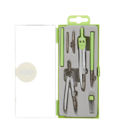 Set compas ZI-BI Basis, 7 piese, în cutie din plastic, verde, ZB.5306BS-10