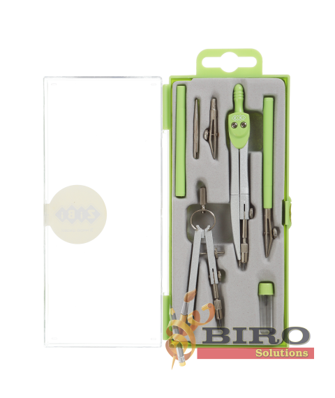 Set compas ZI-BI Basis, 7 piese, în cutie din plastic, verde, ZB.5306BS-10
