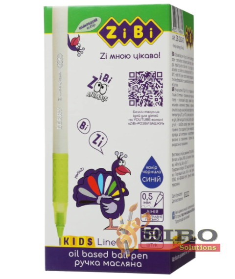 Pix cu ulei BERRY, 0.5 mm, albastru, corp alb perlat Kids Line