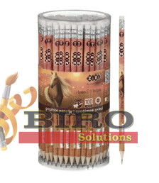 Creioane grafit HB HORSE cu radieră tub ZIBI