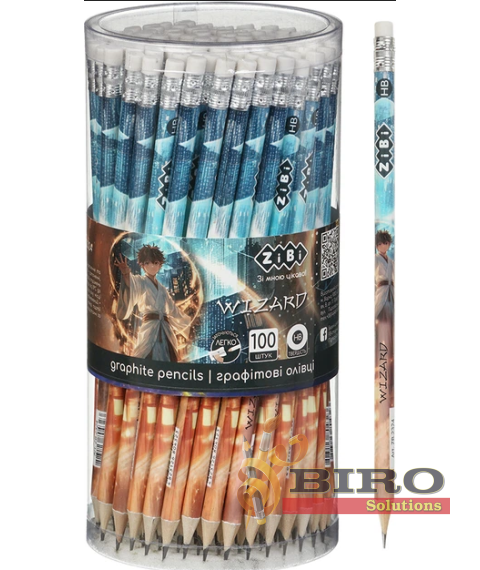 Creioane grafit HB ANIMEcu radieră tub ZIBI