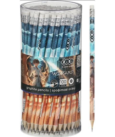 Creioane grafit HB ANIMEcu radieră tub ZIBI