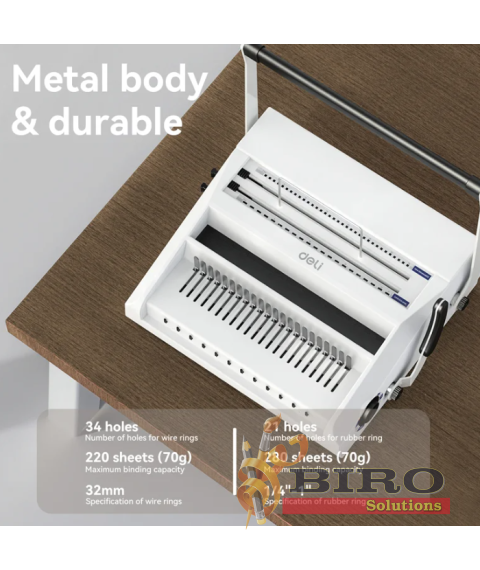 Aparat de îndosariere plastic/metal DELI, 20 foi / 280 foi