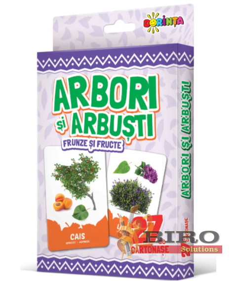 27 de cartonașe. Arbori și arbuști, frunze și fructe